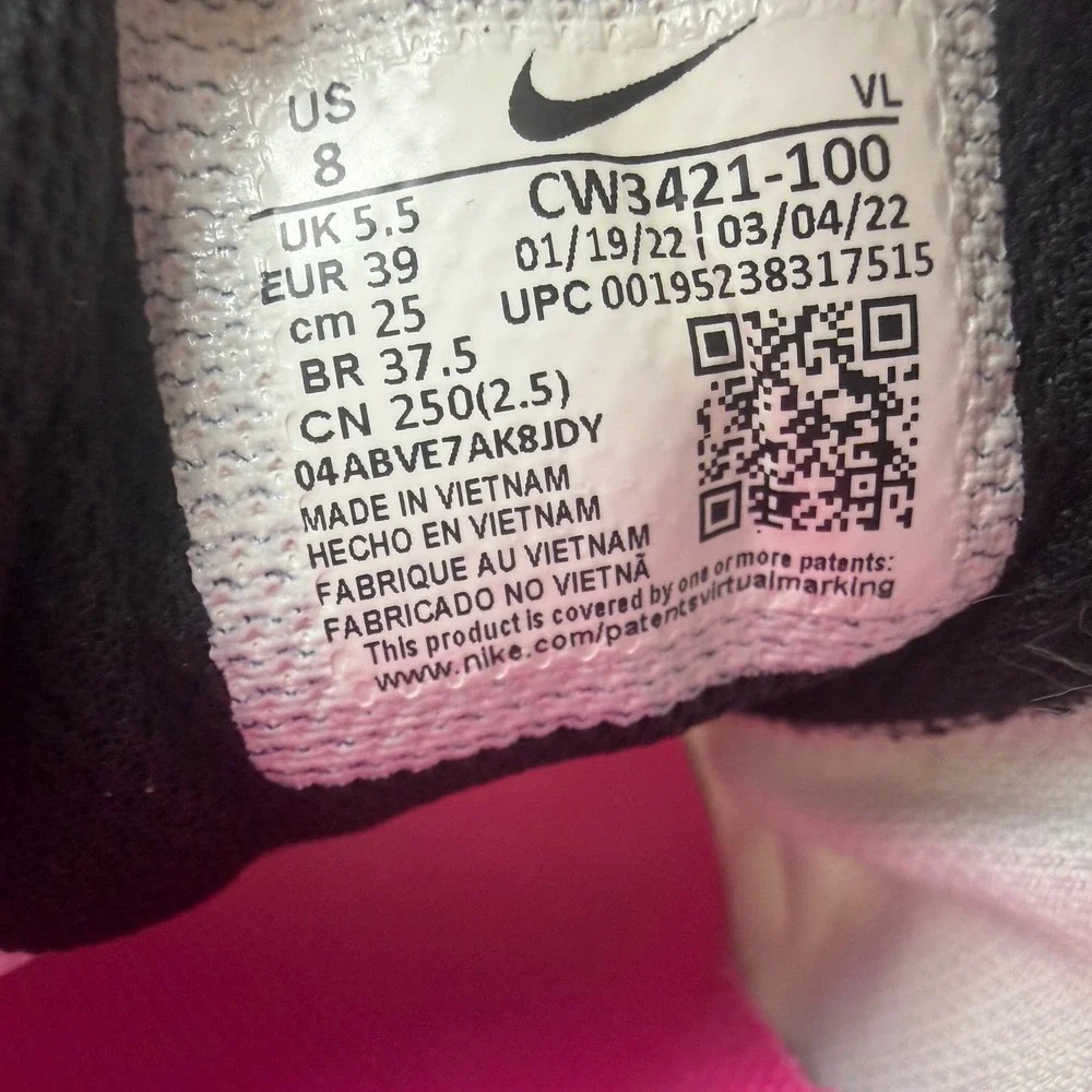 Nike Air Zoom Winflo 8 Womens Running Shoes White Pink Crimson CW3421-100 Size 8